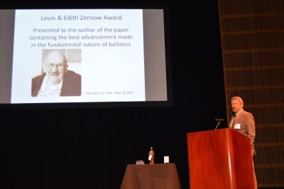 Ernie Baker introducing the Louis and Edith Zernow Award